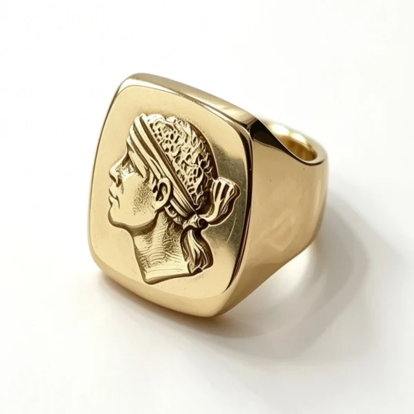 Chevalière Testa Mora en or  pièce signature de l'atelier