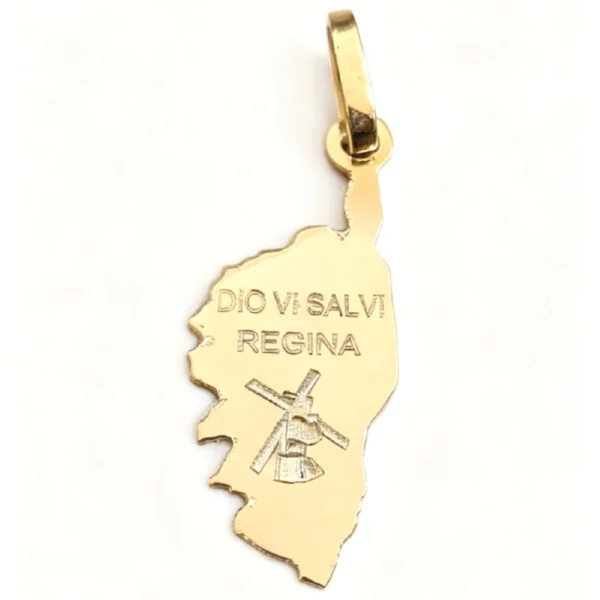 Pendentif carte de la Corse gravé « Dio Vi Salvi Regina »
