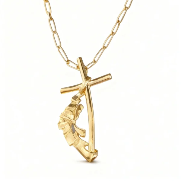 Pendentif or 18k - Pendentif drapeau corse et croix or 18k