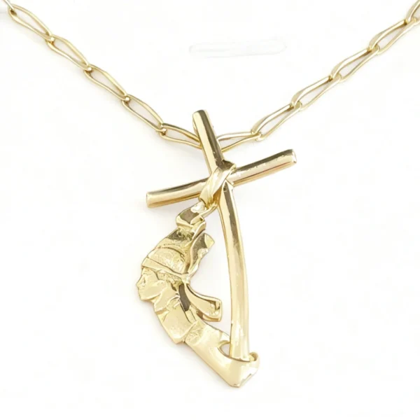 Pendentif or 18k - Pendentif drapeau corse et croix or 18k