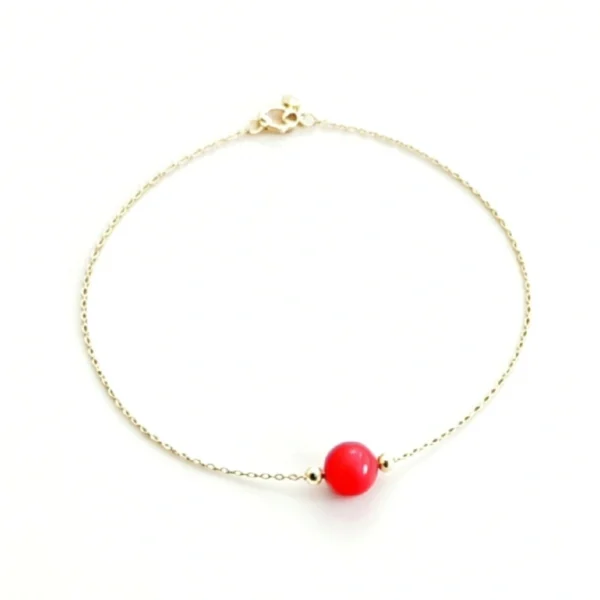 Bracelets or 18k - Bracelets or 18k et perle corail véritable