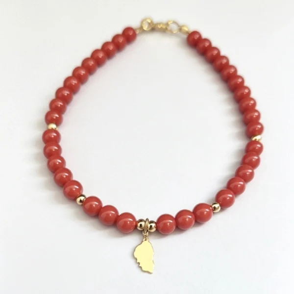 Bracelet Corail Or avec pendentif Corse