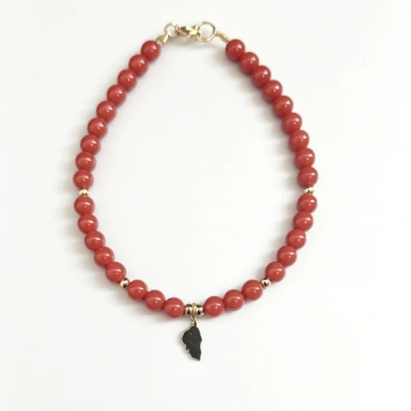 Bracelet Corail Or avec pendentif Corse