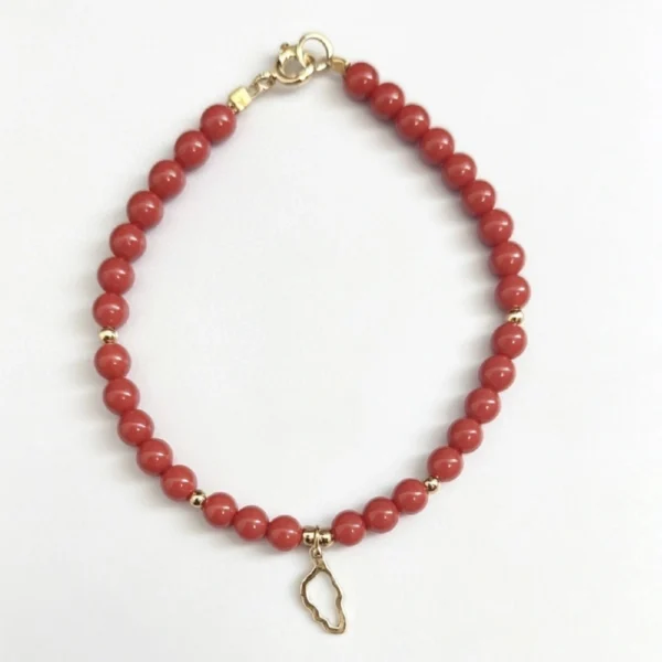 Bracelet Corail Or avec pendentif Corse contour