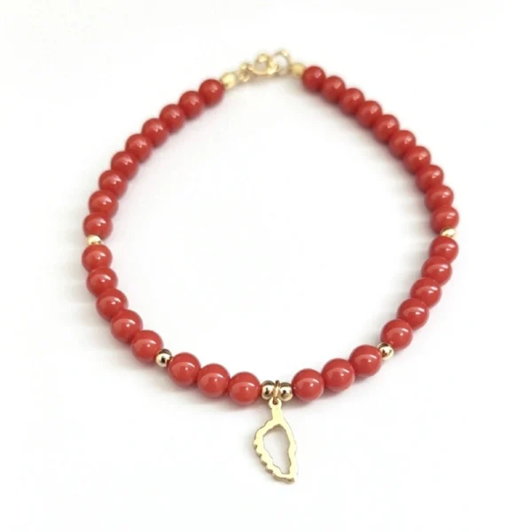 Bracelet Corail Or avec pendentif Corse contour