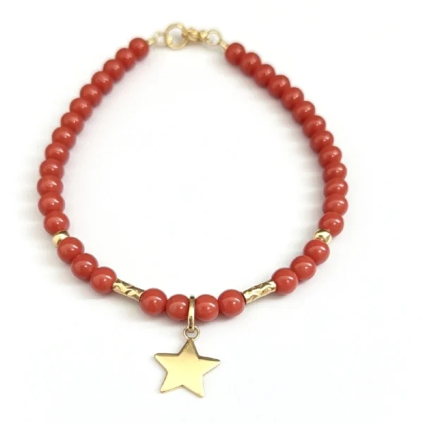 Bracelet Corail Or avec pendentif étoile