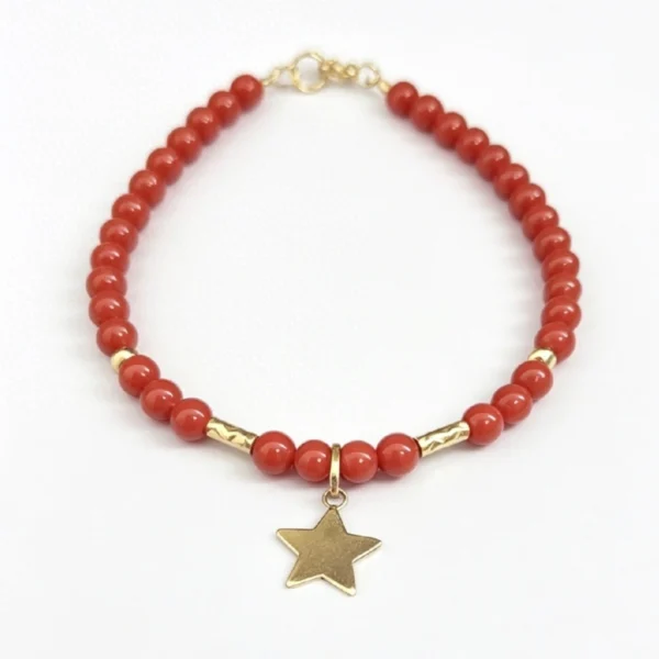 Bracelet Corail Or avec pendentif étoile