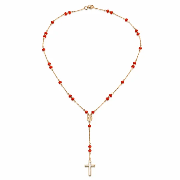 Collier Chapelet or 18k et corail