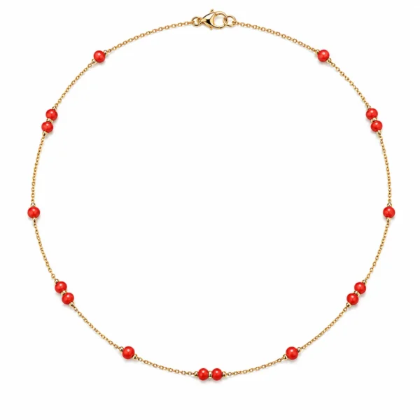 Collier alternée or 18k et perle corail véritable