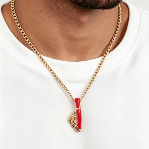 Pendentif or 18k - Pendentif or 18k et corail véritable