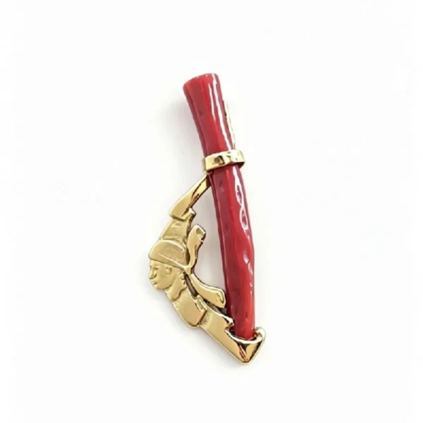 Pendentif or 18k - Pendentif or 18k et corail véritable