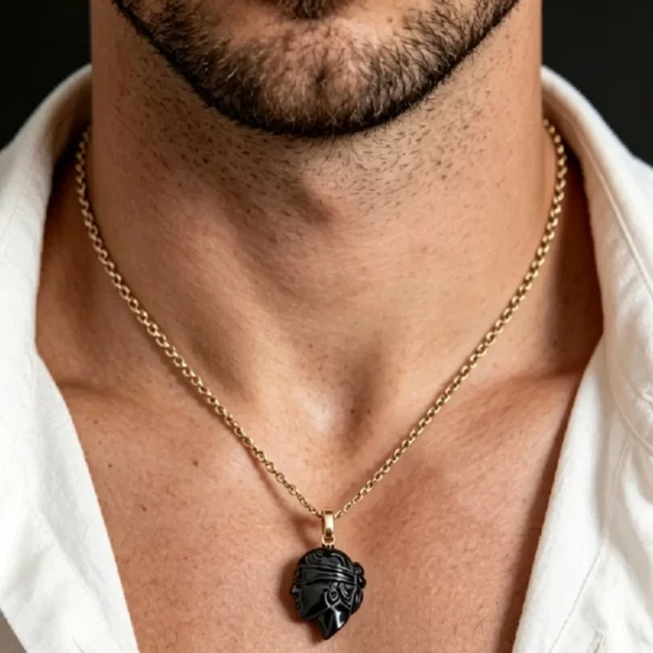 Pendentif Tête de maure pierre tendre