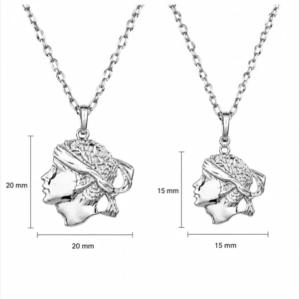 Collier et Pendentif tête de maure argent massif 925/1000 rhodié