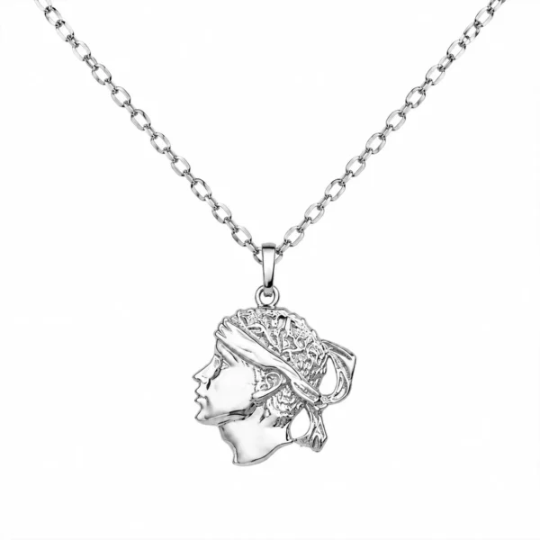 Collier et Pendentif tête de maure argent massif 925/1000 rhodié