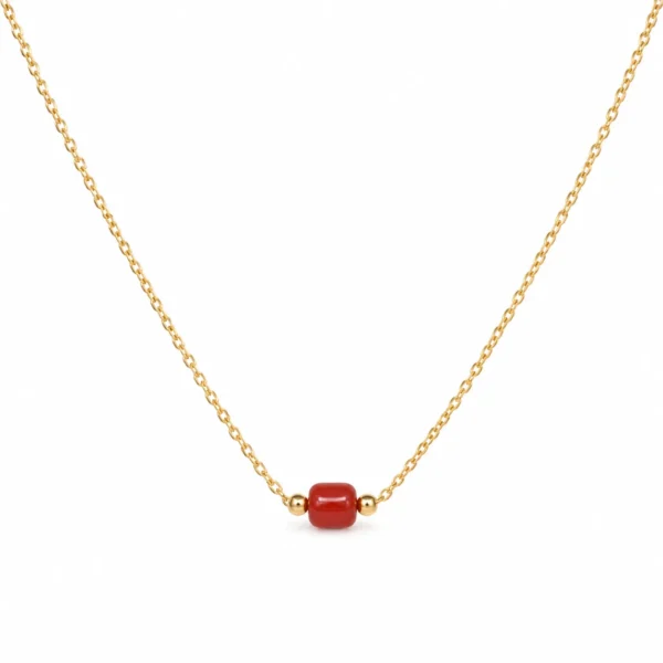 Collier or 18k et corail tonneau qualité extra