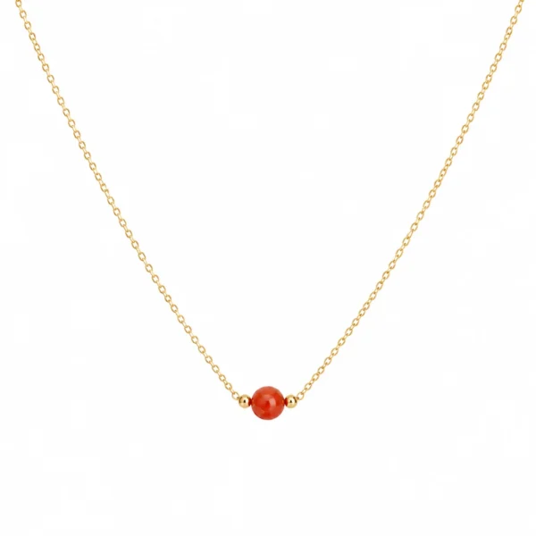 Collier Or 18k et perle corail