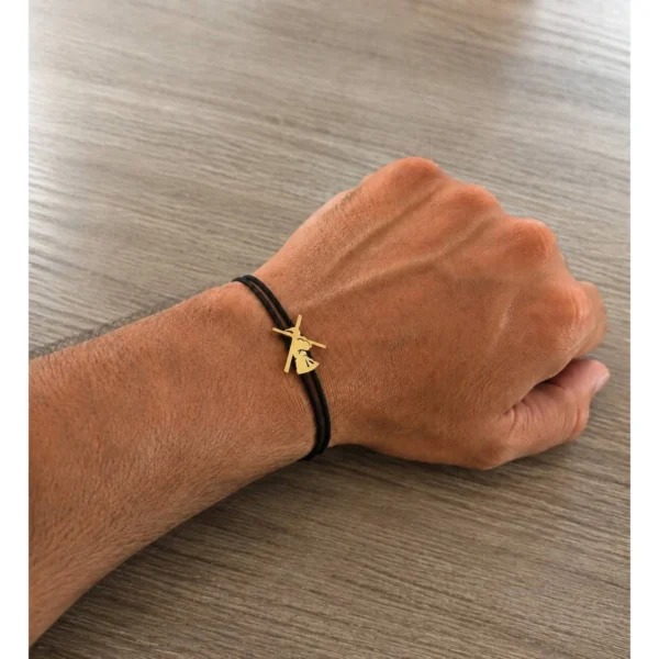 Bracelets cordon réglable et catenaccia or 18k 16mm