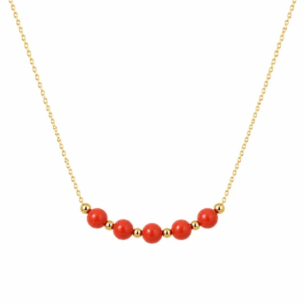 Collier or 18k et perle corail véritable